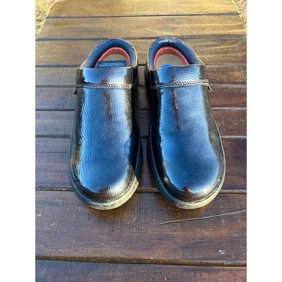 New NWOB Womens Clarks Pro Navy Patent Professional Work Clog Shoes Size 7.5 M - Picture 7 of 8